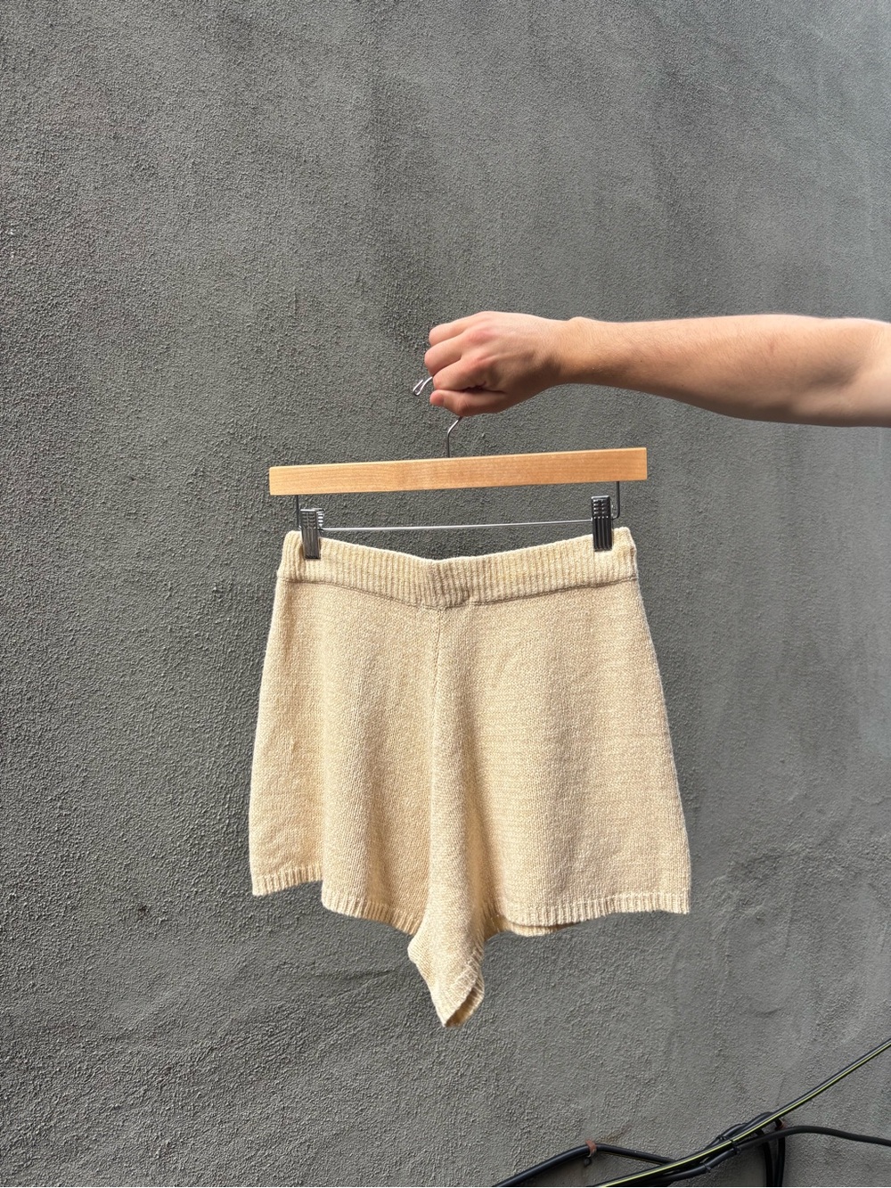 Vagabond Knit Drawstring Women’s Shorts — Cream - Picture 2 of 3